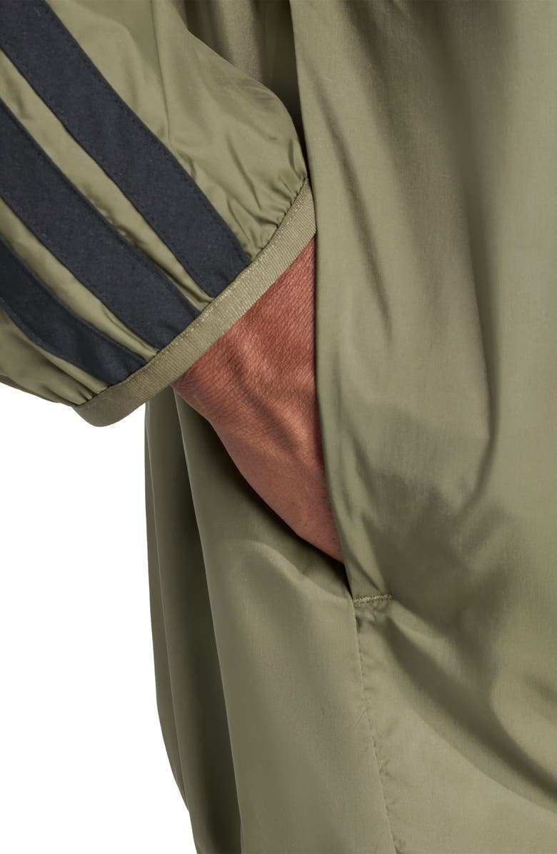 adidas 3-Stripes Hooded Windbreaker Jacket, Alternate, color, Olive Strata/ Black