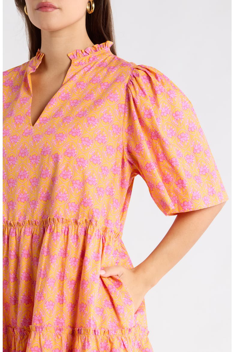 Floral Dixie Tiered Cotton Dress, Alternate, color, ORANGE-PINKS-MULTI