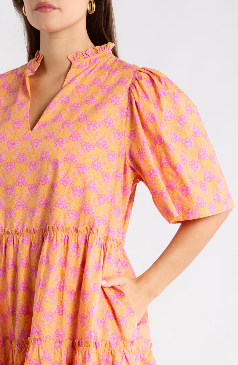 SUGARLIPS Floral Dixie Tiered Cotton Dress, Alternate, color, Orange-Pinks-Multi