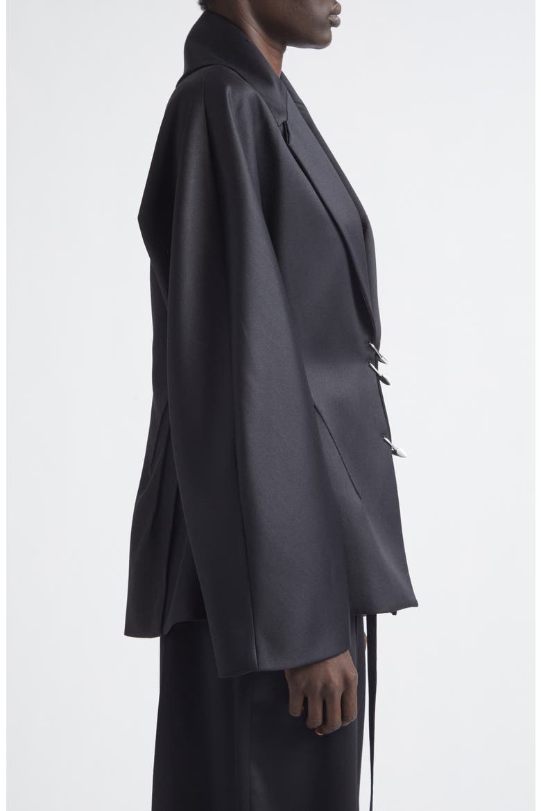 Padlocks Wool Blend Satin Blazer, Alternate, color, BLACK