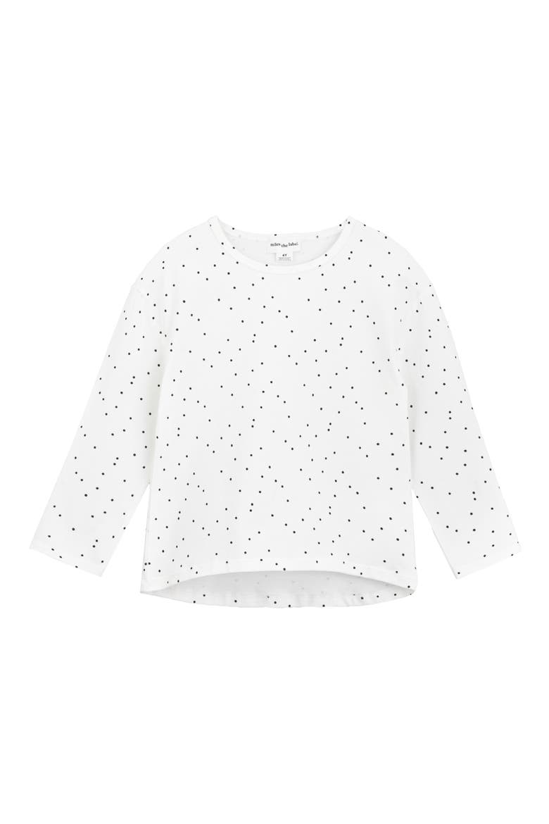 Kids' Dot Print Stretch Organic Cotton Long Sleeve T-Shirt, Main, color, OFF WHITE