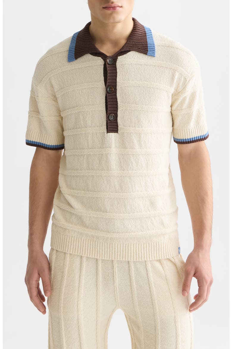 Loose Fit Contrast Trim Polo, Main, color, EGGNOG