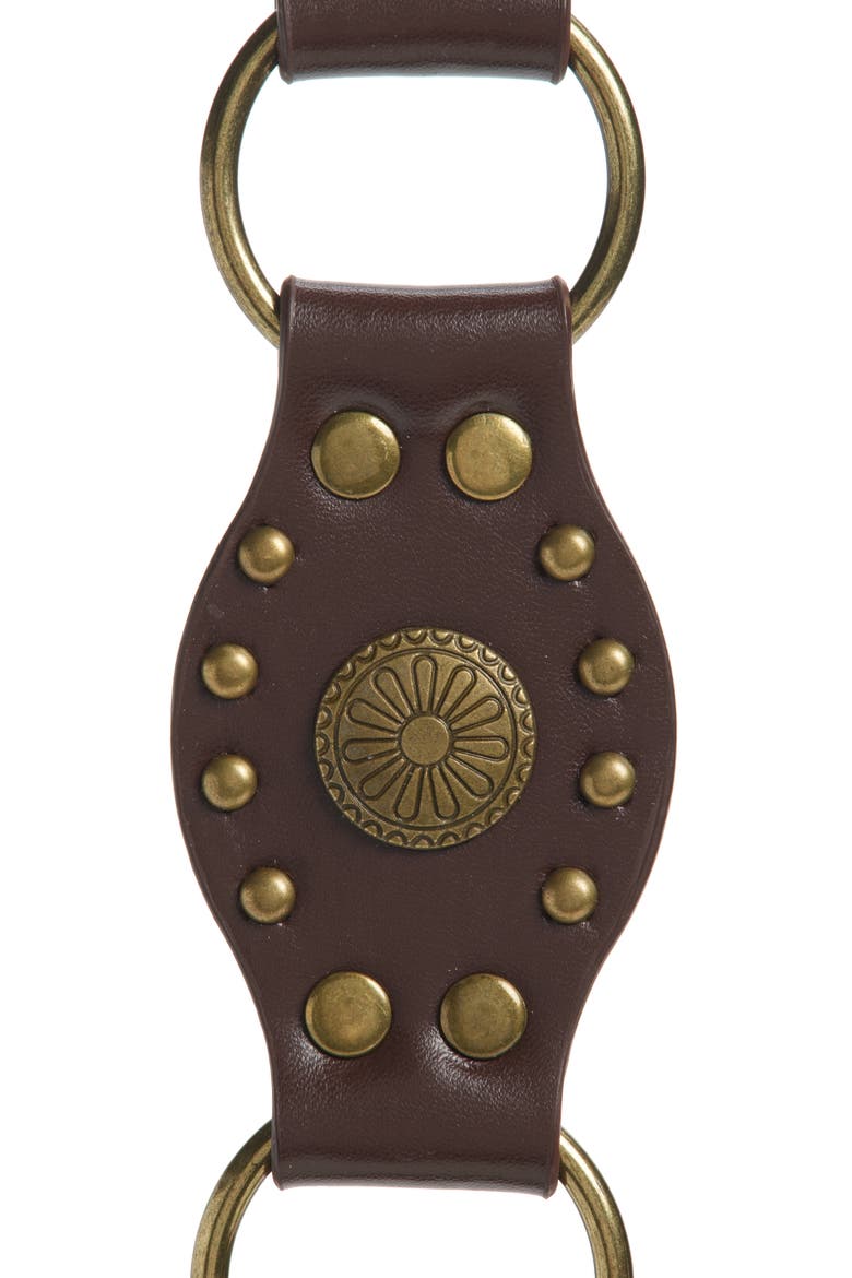 Studded O-Ring Faux Leather Belt, Alternate, color, BROWN