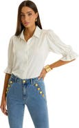 The Noli Shop Cindy Ruffle Sleeve Shirt