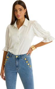 The Noli Shop Cindy Ruffle Sleeve Shirt