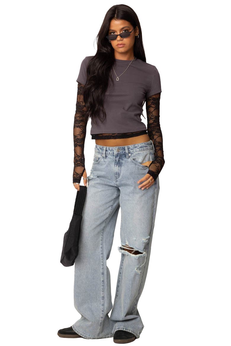 Adam Distressed Ripped Nonstretch Wide Leg Jeans, Alternate, color, LIGHT-BLUE