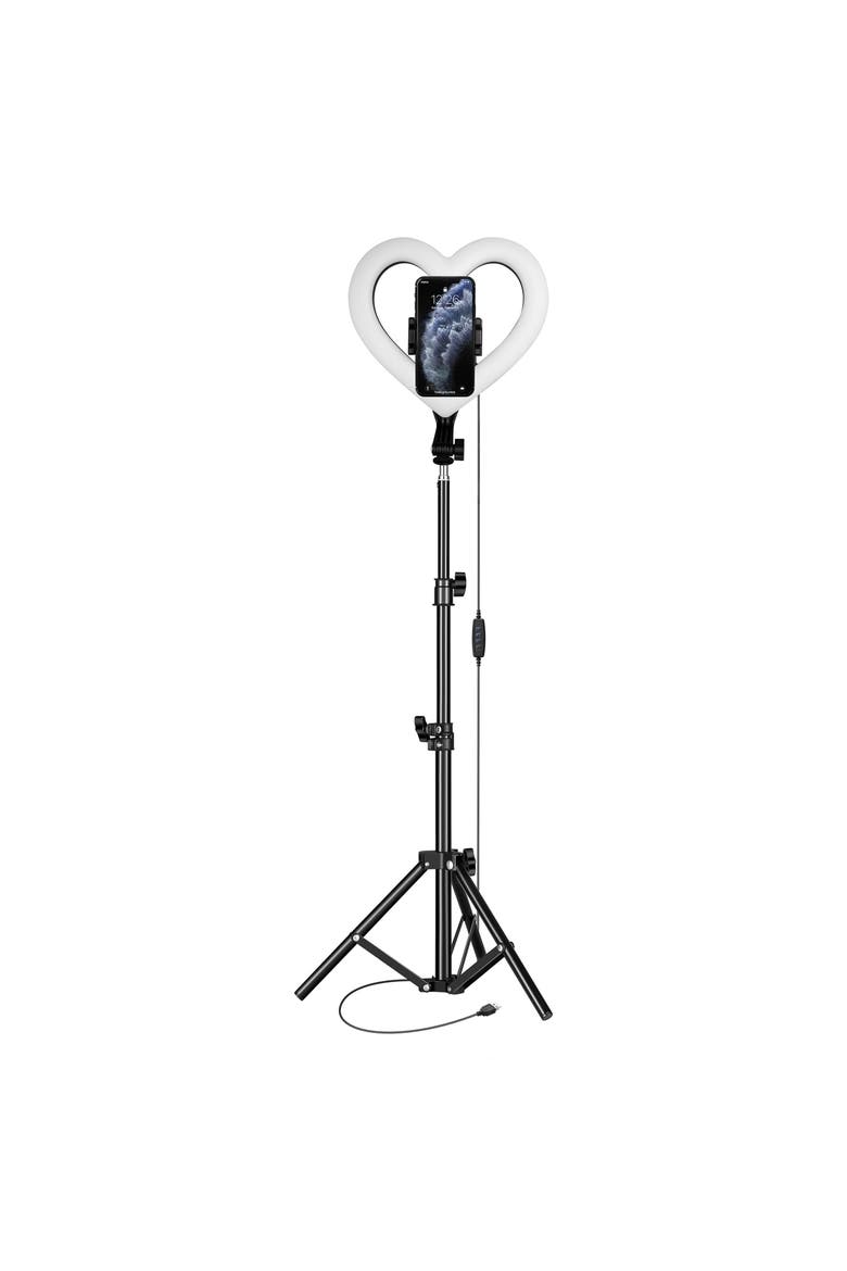 Pro Live Stream 10 Inch Heart Shaped Selfie Ring Light, Alternate, color, Black