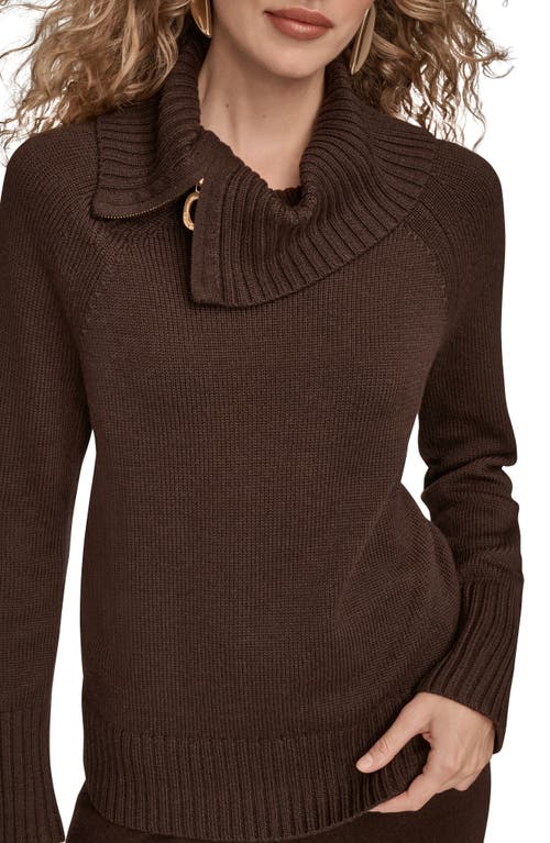 Donna Karan New York Asymmetric Zip Collar Sweater In Animal Print
