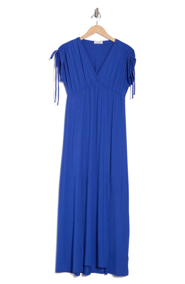 Loveappella Shoulder Tie Maxi Dress, Alternate, color, Royal