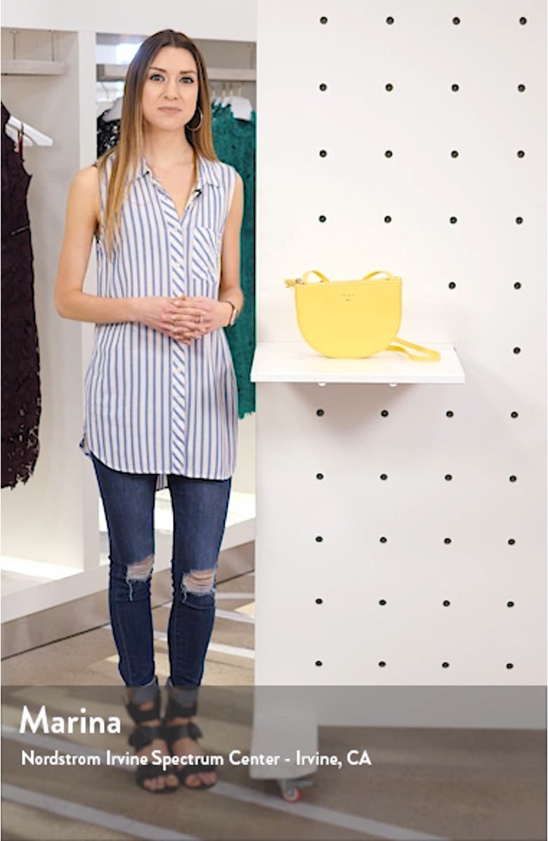 Suzzane Semi Circle Double Zip Leather Crossbody Bag, sales video thumbnail