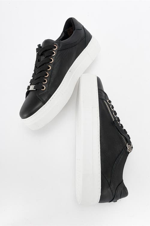Forever & Always Shoes Beryl Leather Zip Sneaker In Black Leather