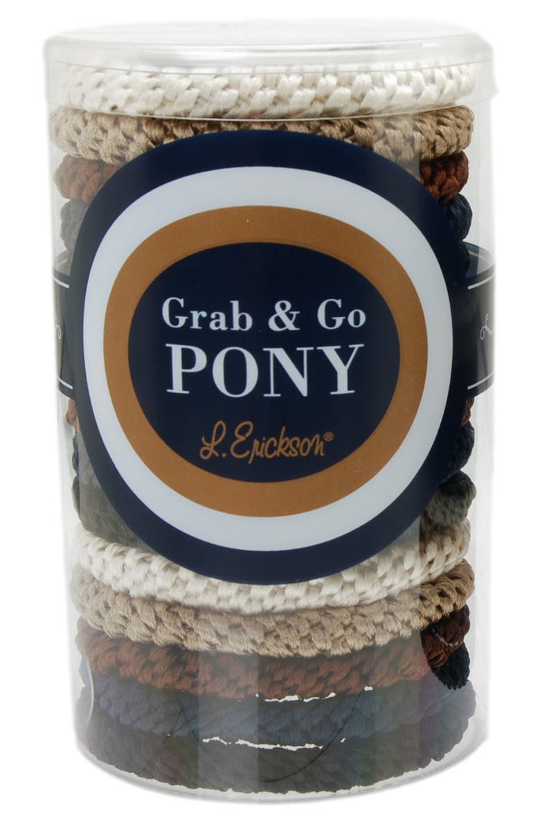 L. Erickson Grab & Go 15-Pack Braided Ponytail Holders, Alternate, color, Daytime Metallic