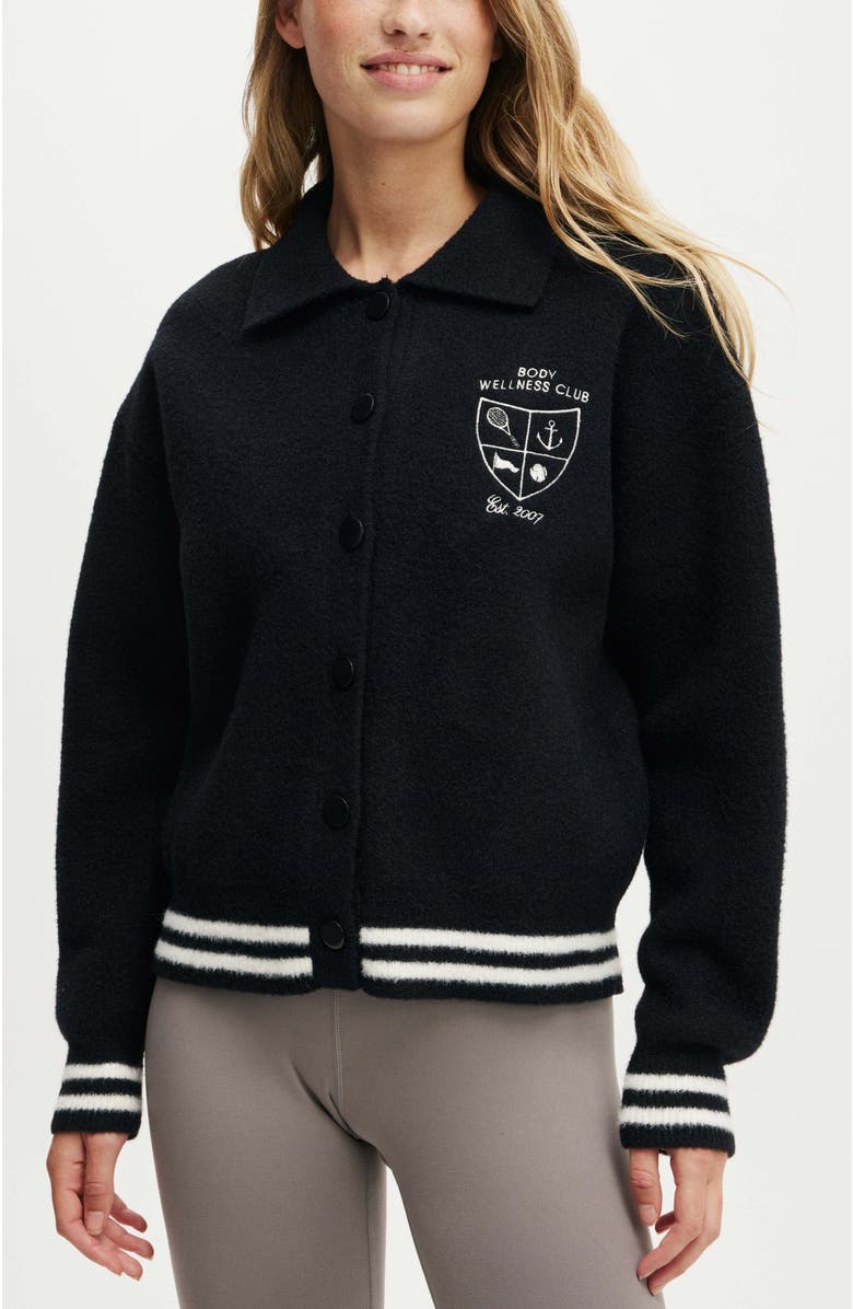 COTTON ON BODY Women's Active Knitted Graphic Bomber, Main, color, 