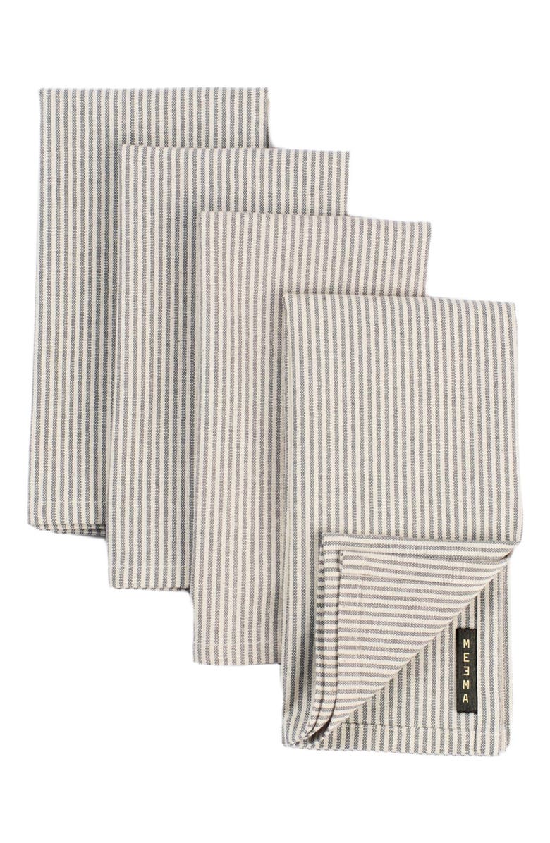 Meema Cloth Napkins - Set of 4 - Pinstriped, Main, color, Charcoal