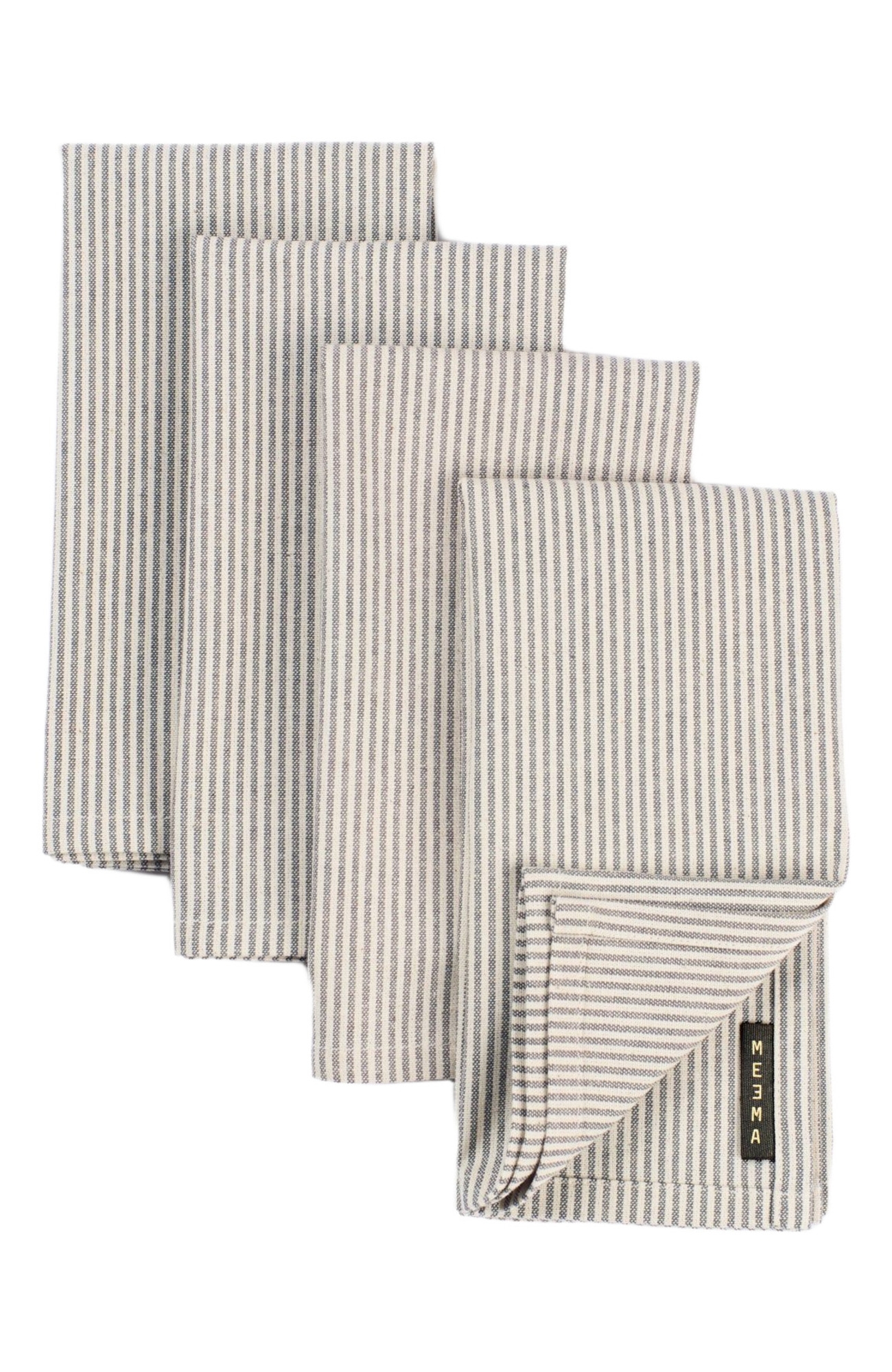 Meema Cloth Napkins - Set of 4 - Pinstriped - Charcoal
