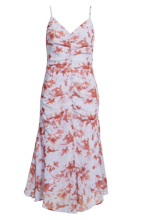 Chelsea28 Gathered V-neck Midi Dress In Blue- Rust Rebecca Floral