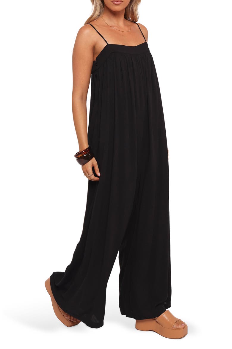 Abegail Flowy Wide Leg Jumpsuit, Alternate, color, BLACK