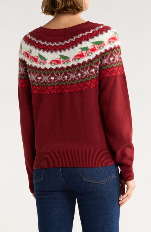 Vigoss Frosted Fair Isle Sweater In Red