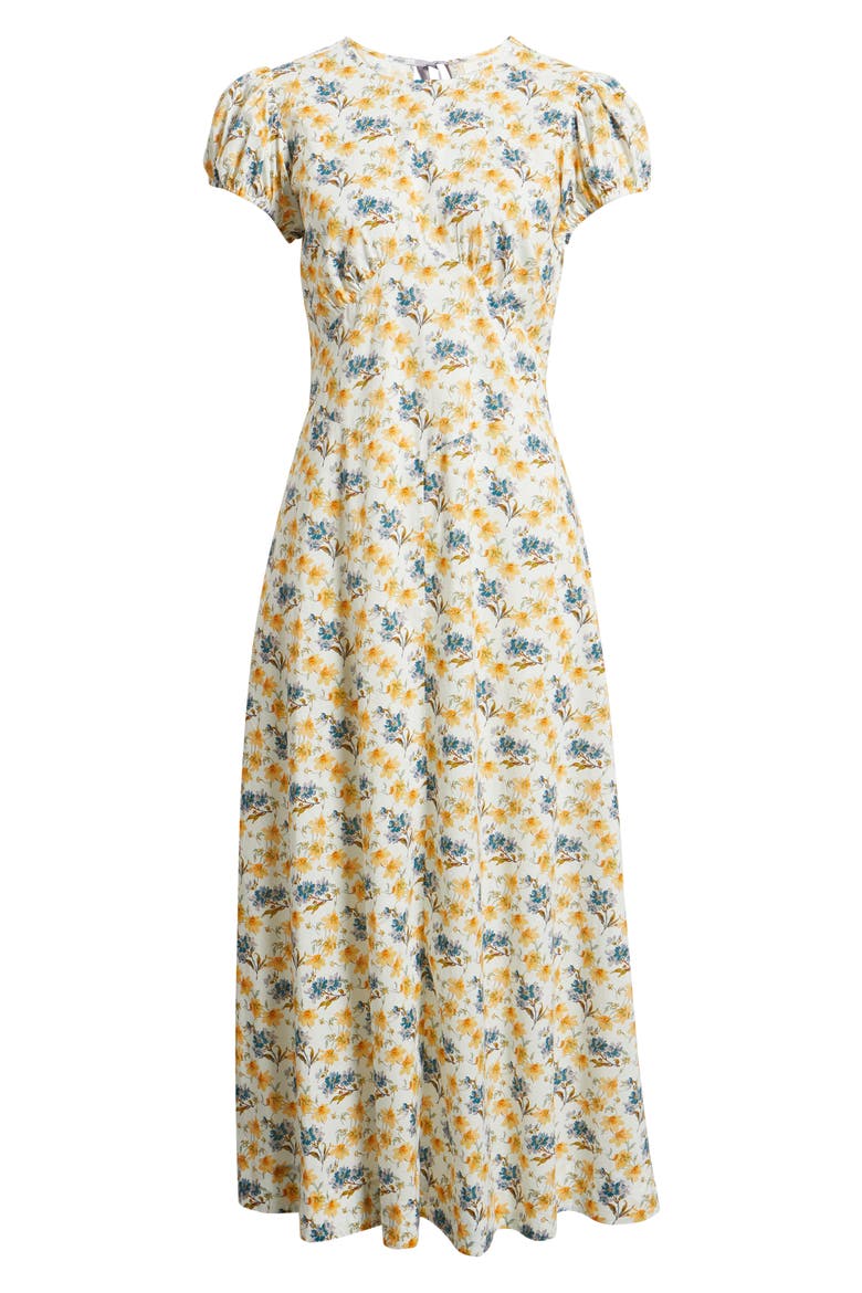 Rhodia Floral Organic Cotton Midi Dress, Alternate, color, NARCISSUS BLOOM