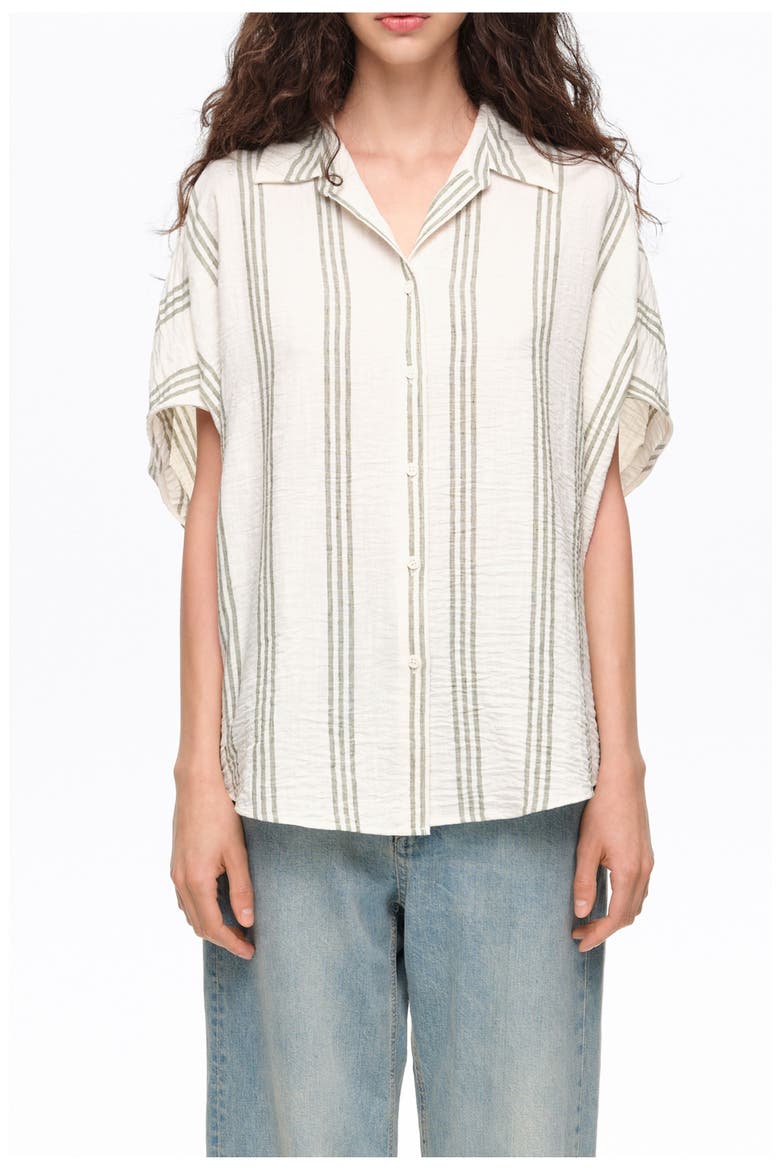 Striped Button-Up Shirt, Main, color, GREEN
