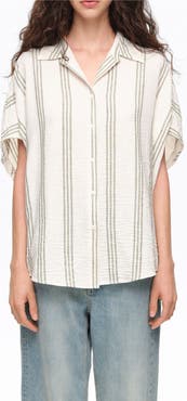 Bimba y Lola Striped Button-Up Shirt