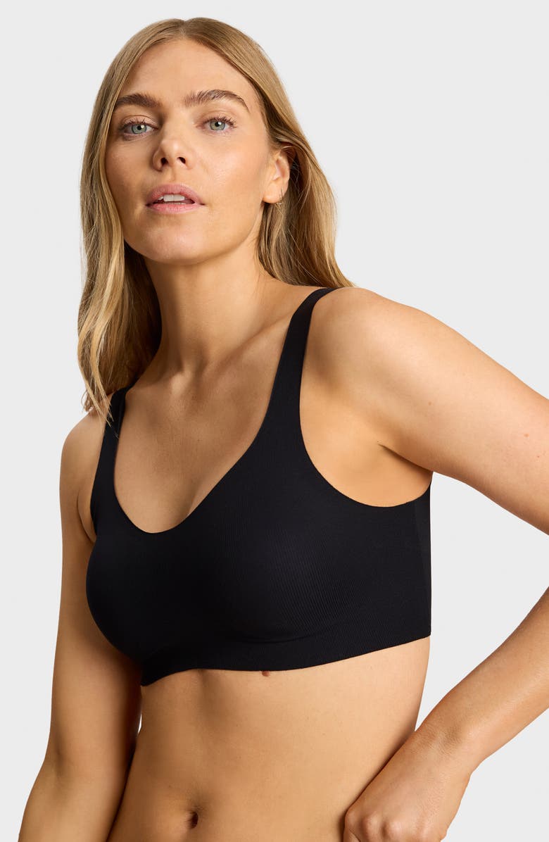 Commando Soft Support Rib Bralette, Alternate, color, Black