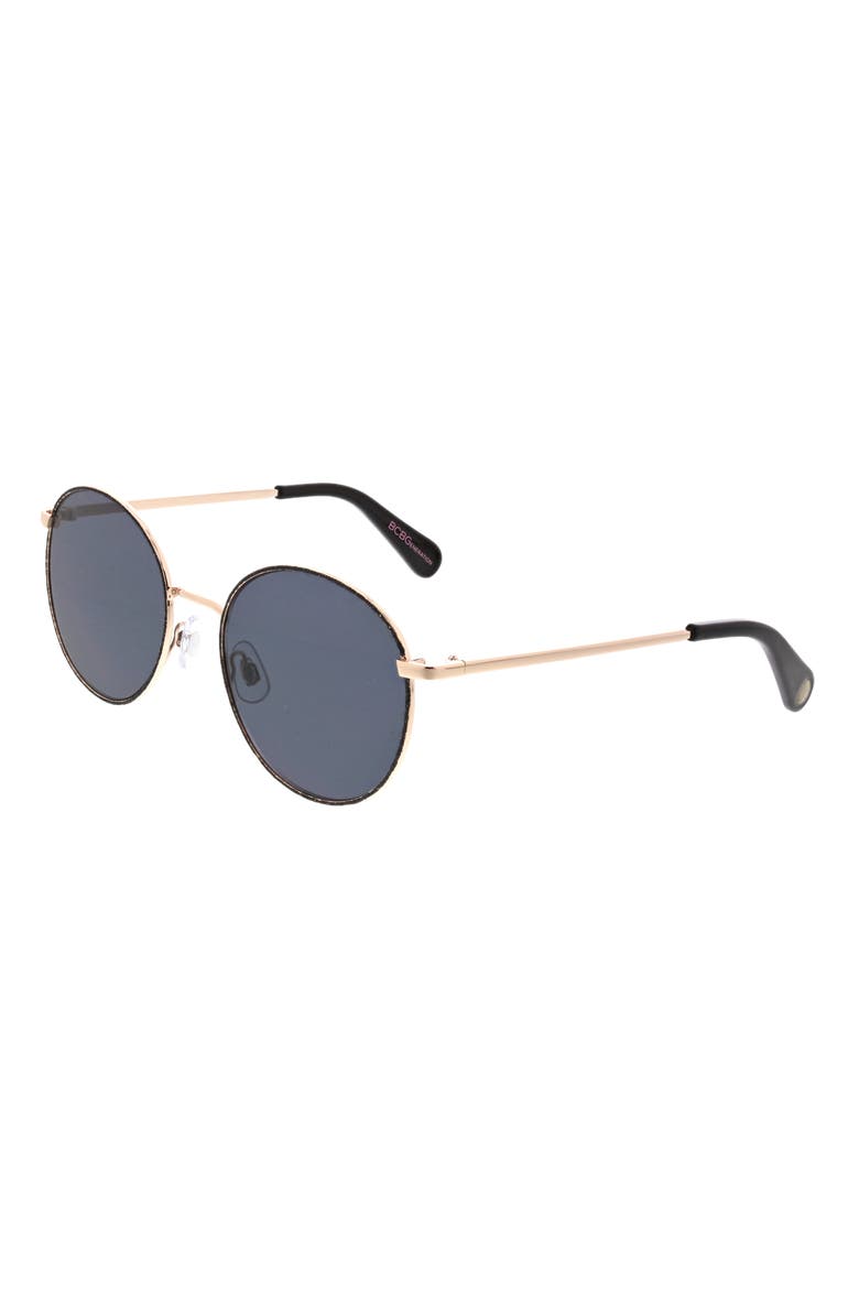 50mm Glitter Rim Round Sunglasses, Alternate, color, GOLD
