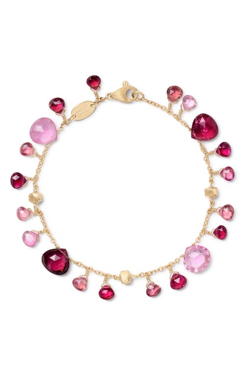 Marco Bicego Paradise Tourmaline Charm Bracelet in 18K Yellow Gold/pink 