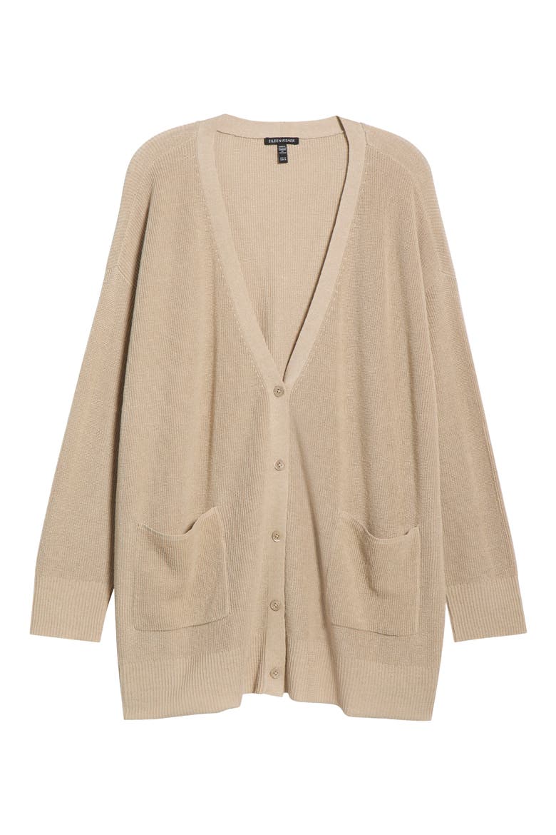 Organic Linen & Organic Cotton Cardigan, Alternate, color, UNDYED NATURAL