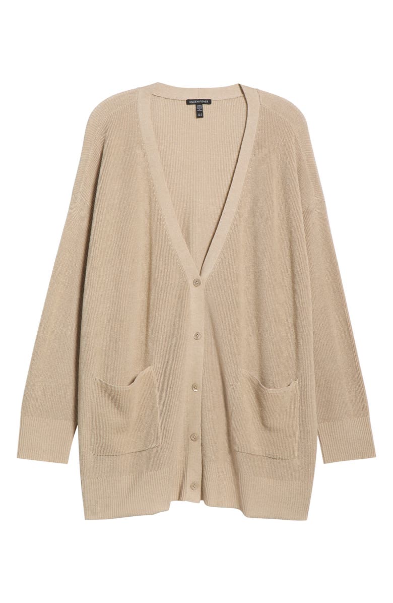 Eileen Fisher Organic Linen & Organic Cotton Cardigan, Alternate, color, Undyed Natural