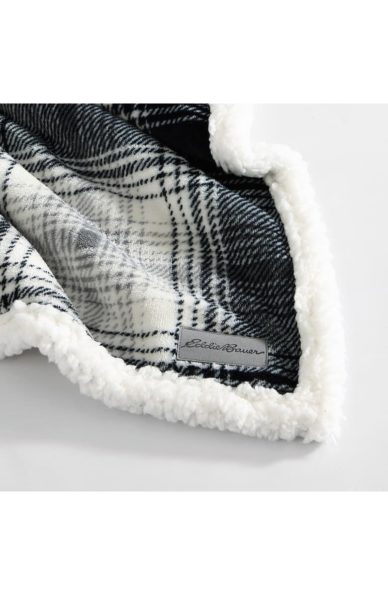 Eddie Bauer Vail Plaid Faux Shearling Throw Blanket, Alternate, color, Grey