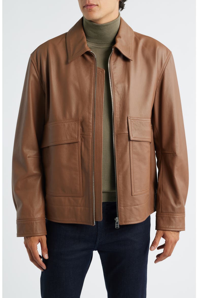 Melanchi Leather Jacket, Main, color, MEDIUM BROWN