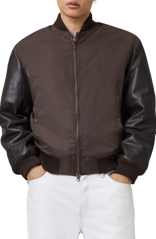 Allsaints Myler Oversize Nylon Bomber Jacket In Brown