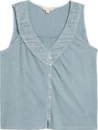 Lucky Brand Lace Trim Sleeveless Cotton Blend Top