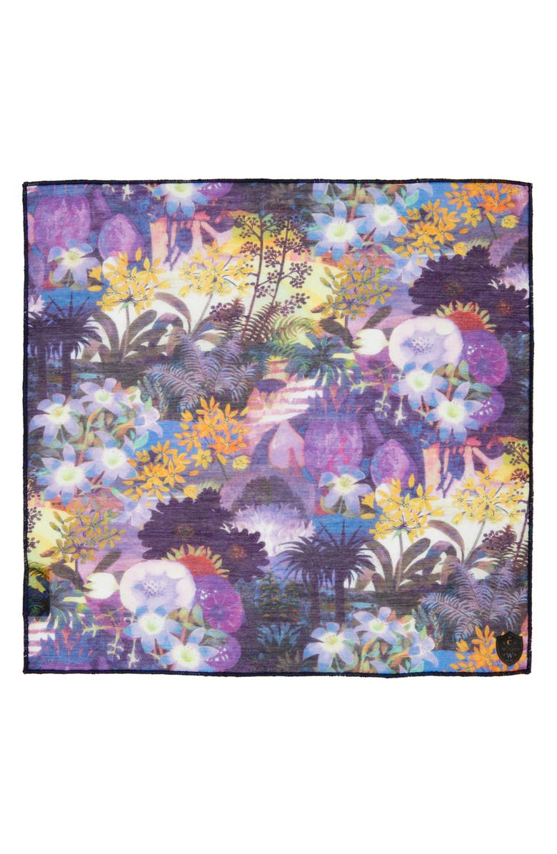 CLIFTON WILSON Purple Floral Cotton Pocket Square, Alternate, color,