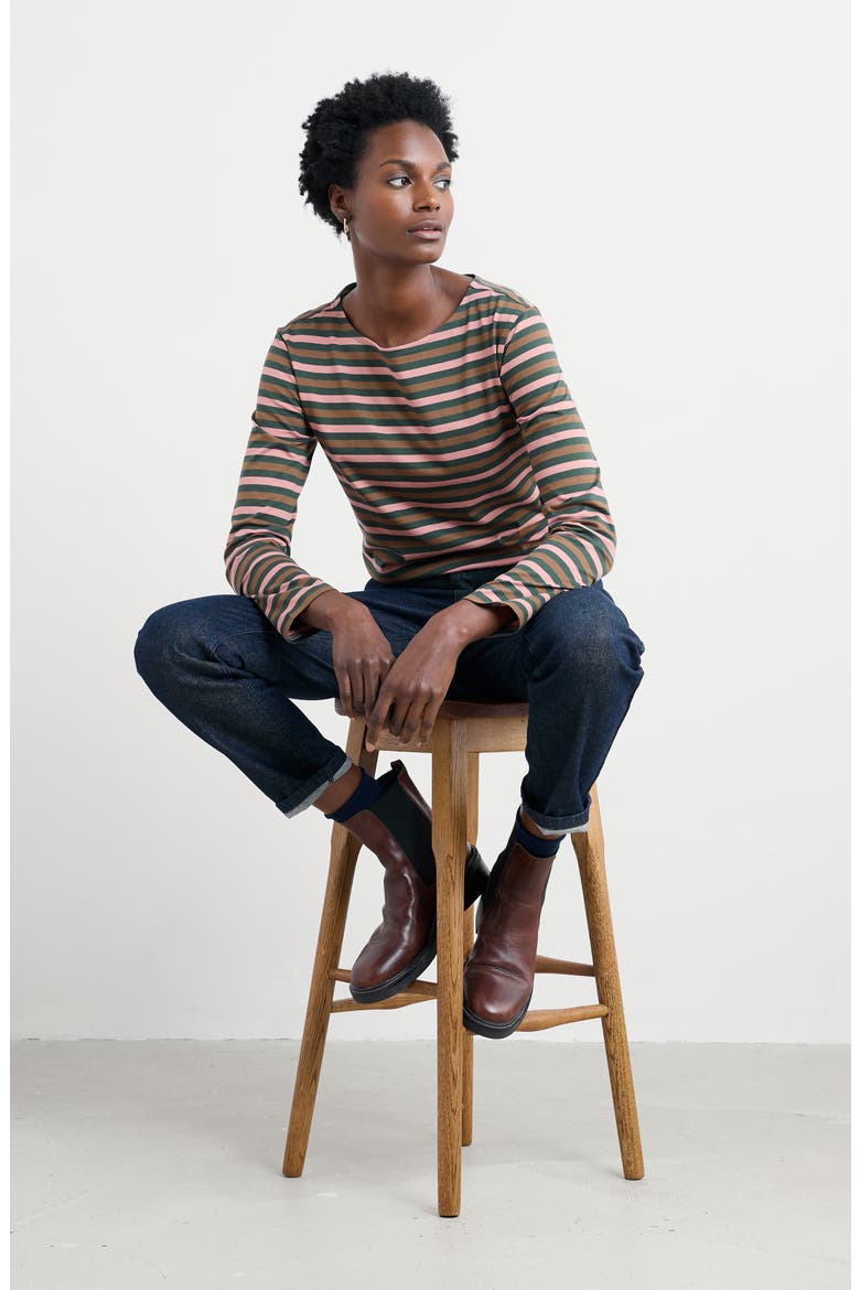 Sailor Stripe Organic Cotton Top, Alternate, color, DUET MINI CORNISH COPPICE