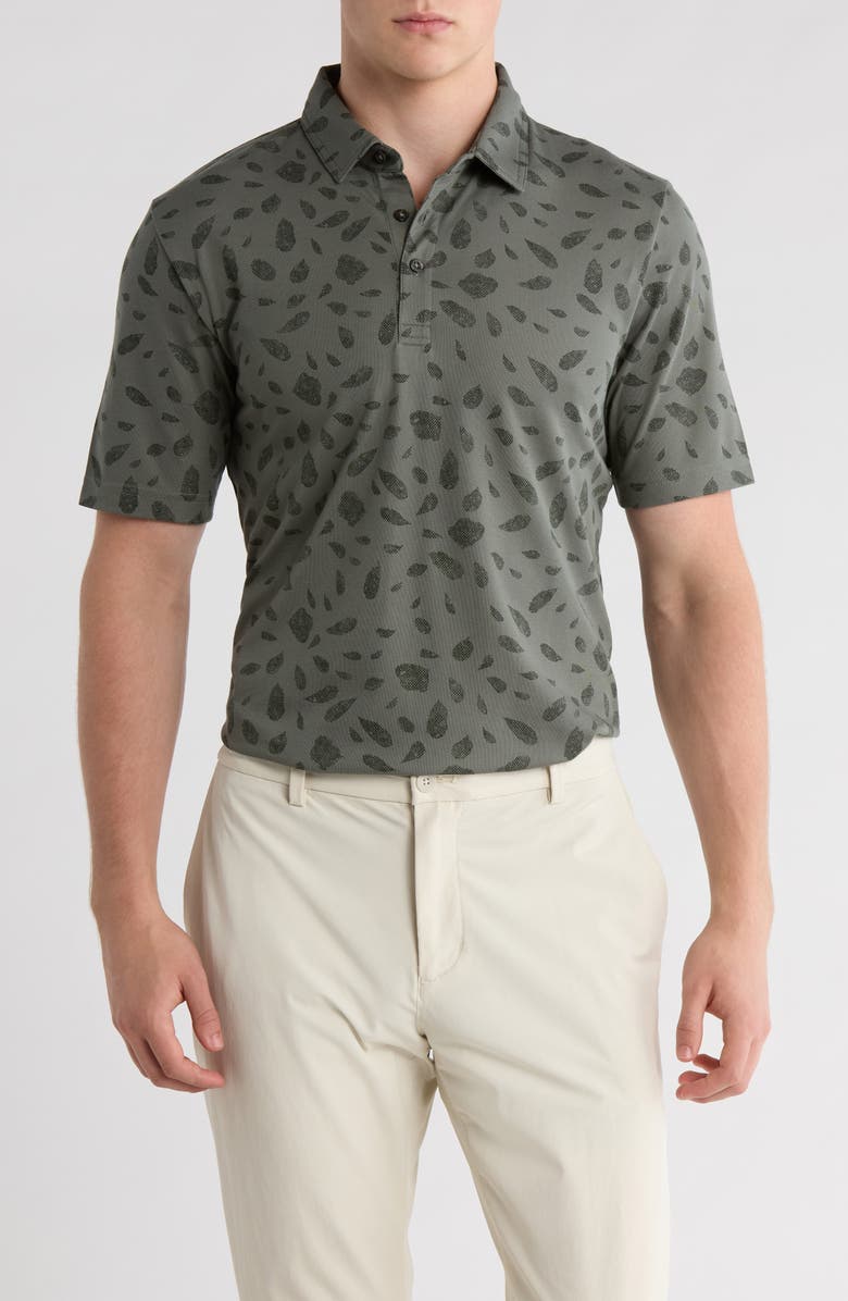 TravisMathew Magma Melt No Logo Knit Polo, Main, color, Dark Olive
