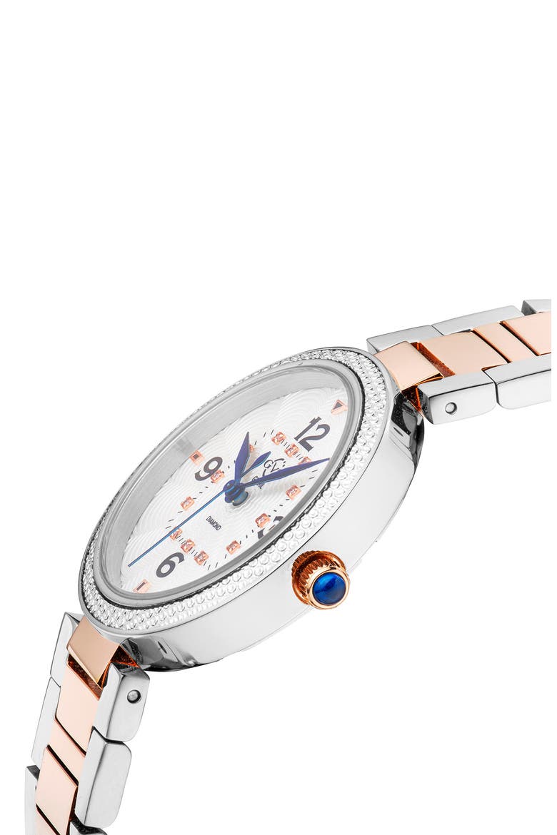 Women's Piemonte Rose Gold Diamond Bracelet Watch, 37mm - 0.03ctw, Alternate, color, ROSE