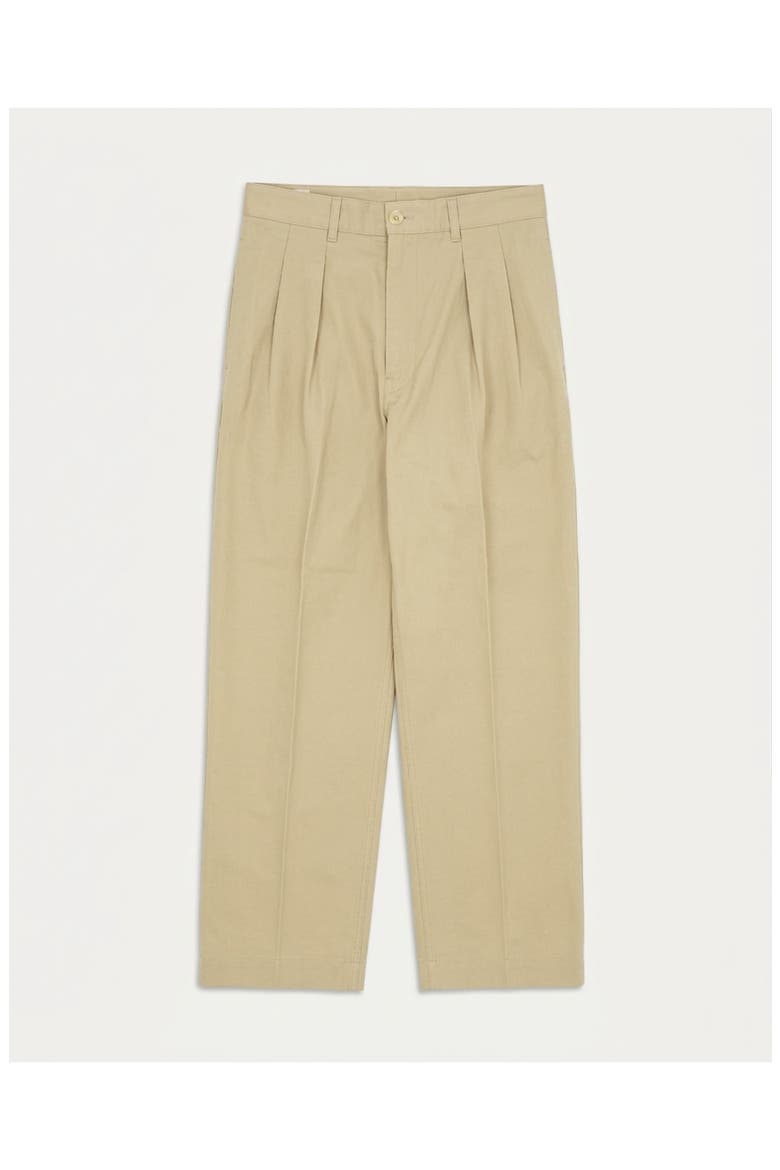 Newyork Pleated Cotton Trousers, Main, color, Camel