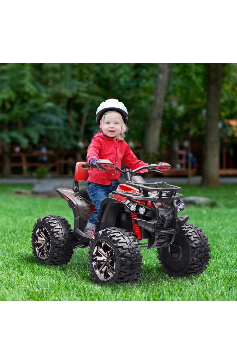 Aosom Kids Electric ATV, 12V, 4-Wheel, Music, Headlights, Alternate, color, Red