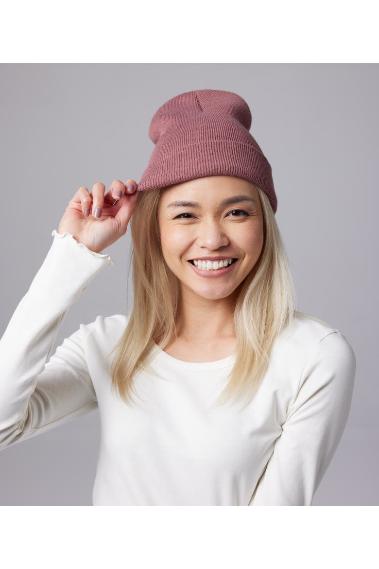 Tall Cuff Beanie, Main, color, Deep Mauve