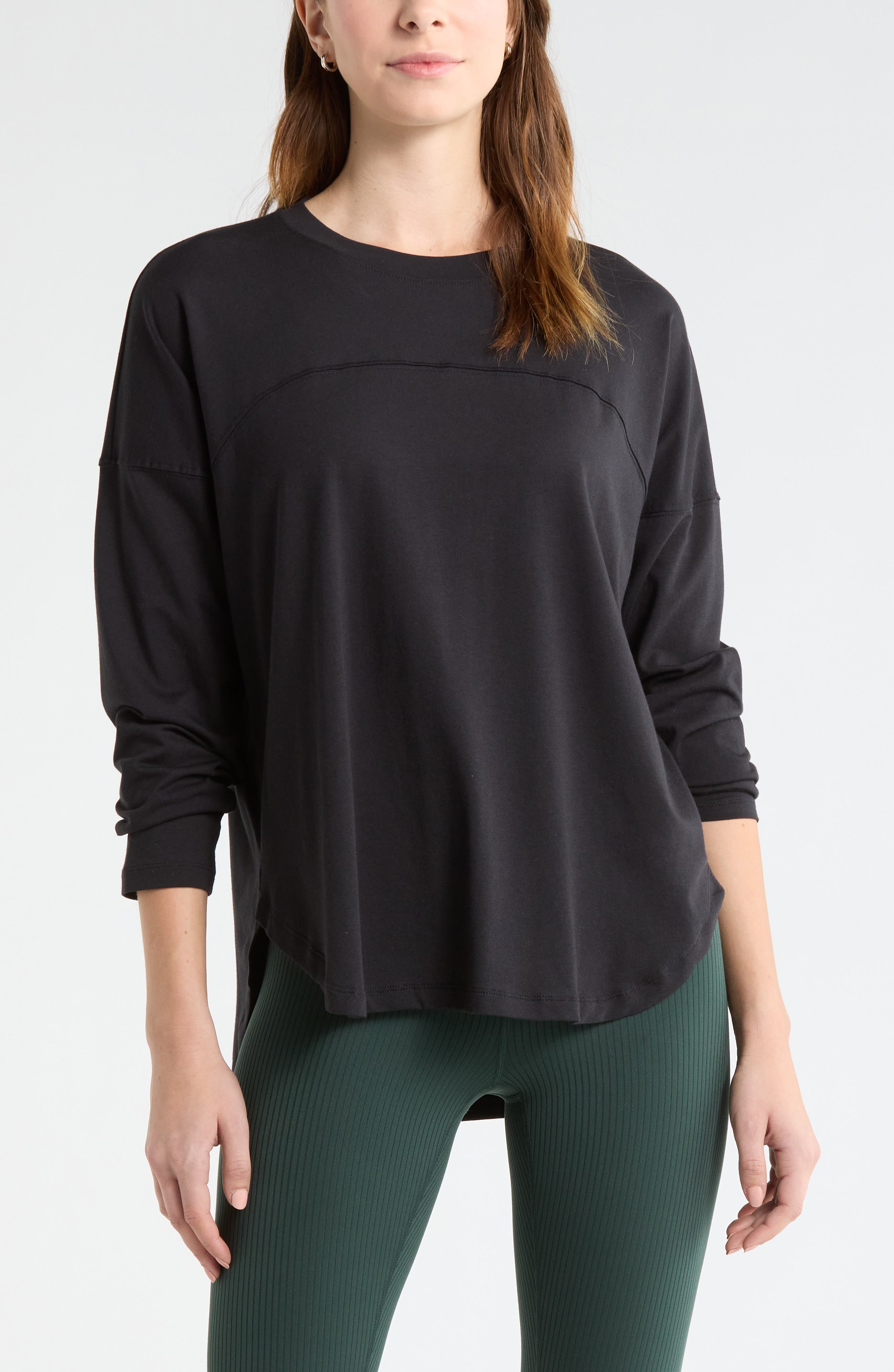 Sueded High-Low Long Sleeve T-Shirt