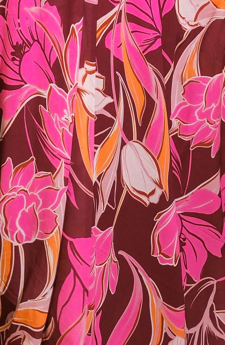 FLYING TOMATO Long Sleeve Tiered Maxi Wrap Dress, Alternate, color, Burgundy