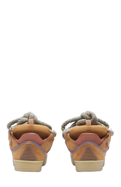 Lanvin Curb Sneakers In Leather With Snake Laces In Camel