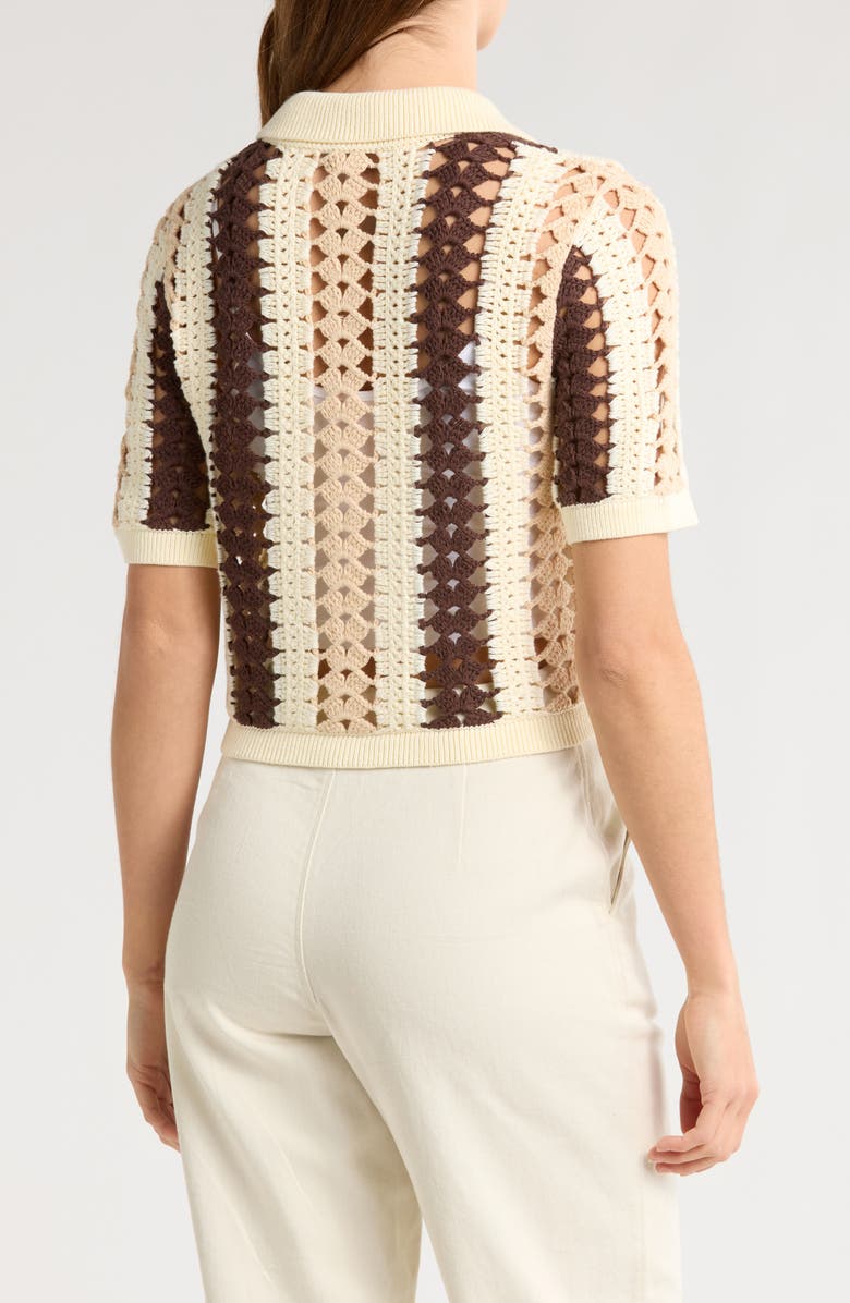Reiss Roni Collar Crochet Cardigan, Alternate, color, Cream/ Brown