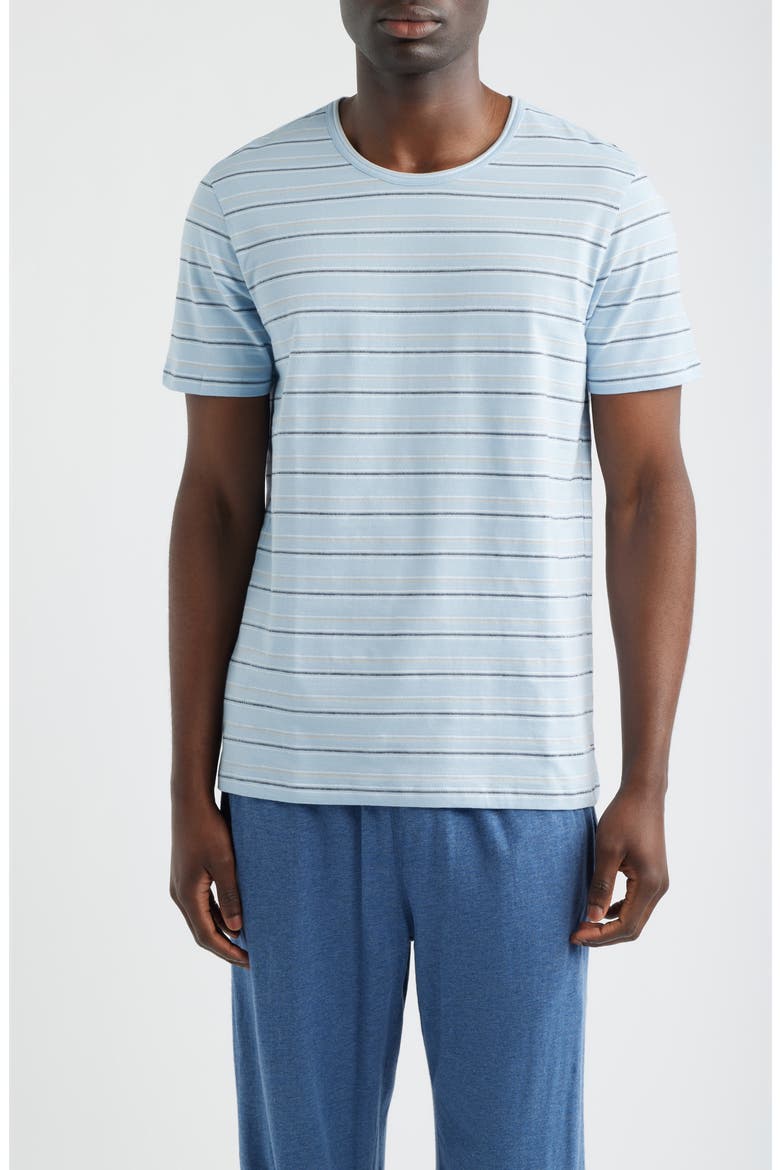 Washed Stripe Crewneck Lounge T-Shirt, Main, color, SKY STRIPE