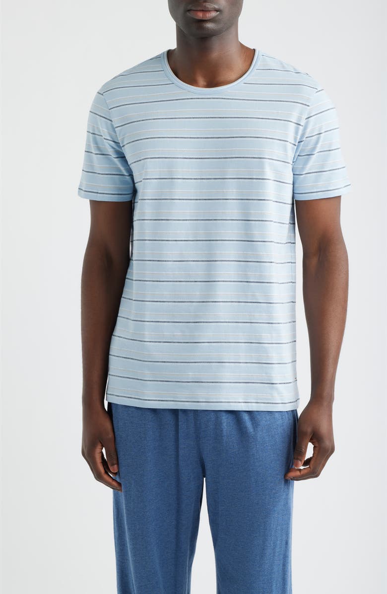 Daniel Buchler Washed Stripe Crewneck Lounge T-Shirt, Main, color, Sky Stripe