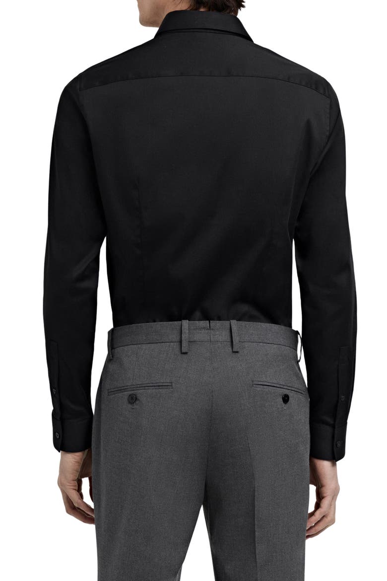 Slim Fit Stretch Poplin Button-Up Shirt, Alternate, color, BLACK