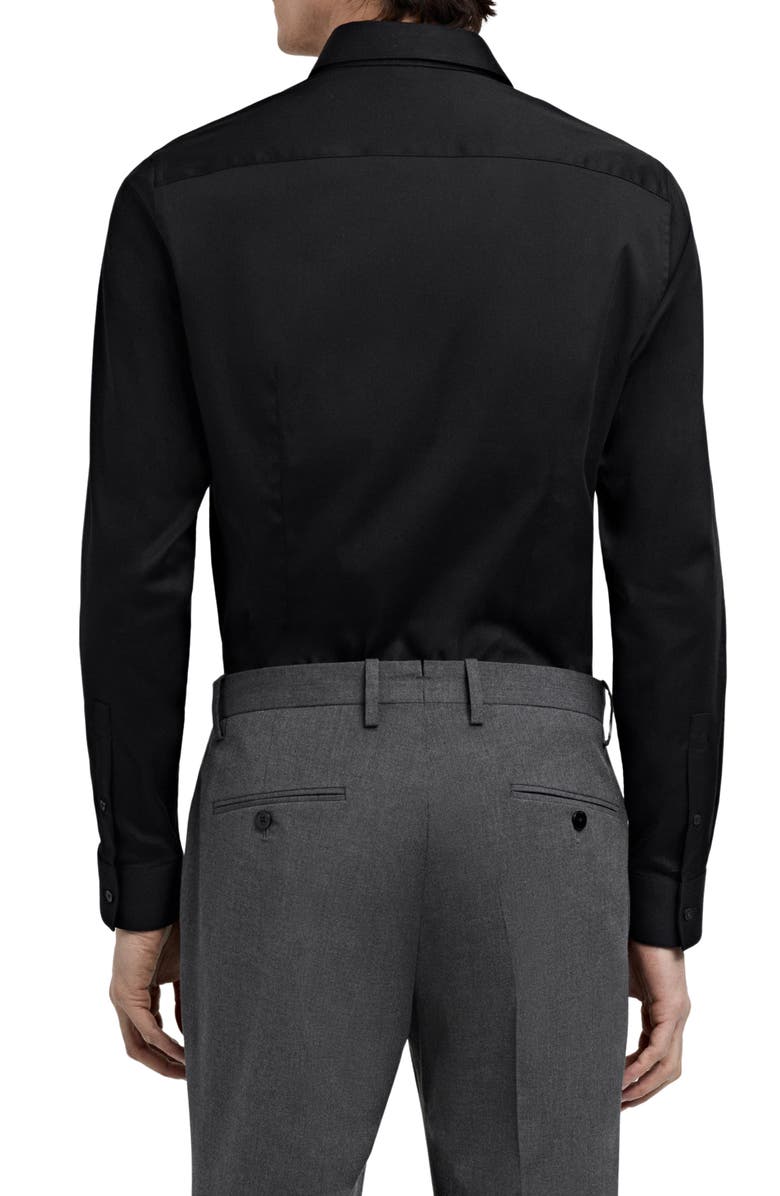 MANGO Slim Fit Stretch Poplin Button-Up Shirt, Alternate, color, Black