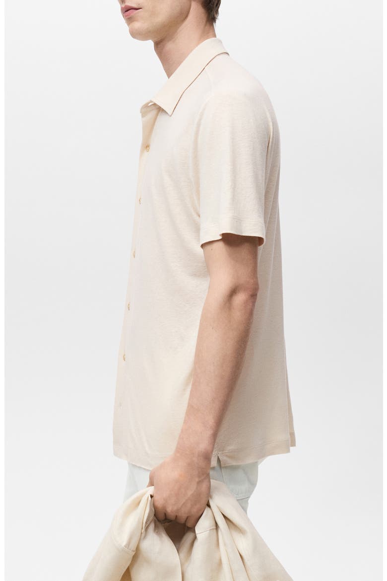 Regular Fit Short Sleeve Linen Blend Button-Up Shirt, Alternate, color, IVORY WHITE